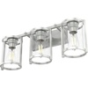 image:imageHunter  Astwood 3light Brushed Nickel Medium Size Vanity Light Dimmable Caged Style Cylinder Shaped for Bedrooms Kitchens Foyers Bathrooms  48007