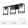 image:imageHunter  Astwood 3light Matte Black Medium Size Vanity Light Dimmable Caged Style Cylinder Shaped for Bedrooms Kitchens Foyers Bathrooms  48004