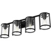 image:imageHunter  Astwood 4light Matte Black Medium Size Vanity Light Dimmable Caged Style for Bedrooms Kitchens Foyers Bathrooms  48009