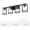 image:imageHunter  Astwood 4light Matte Black Medium Size Vanity Light Dimmable Caged Style for Bedrooms Kitchens Foyers Bathrooms  48009