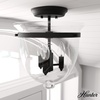 image:imageHunter  Belltown 3Light Natural Black Iron Medium Size Flush Mount Light Dimmable Transitional Style Urn Shaped for Bedrooms Kitchens Dining Living Rooms  19315