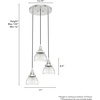 image:imageHunter  Cypress Grove 3light Brushed Nickel Medium Size Cluster Light Dimmable Transitional Style Round Shaped for Bedrooms Kitchens Dining Living Rooms  19325
