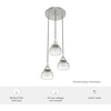 image:imageHunter  Cypress Grove 3light Brushed Nickel Medium Size Cluster Light Dimmable Transitional Style Round Shaped for Bedrooms Kitchens Dining Living Rooms  19325