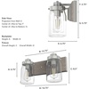 image:imageHunter  Devon Park 2light Brushed Nickel Small Vanity Light Dimmable Rustic Style for Bedrooms Kitchens Foyers Bathrooms  48019