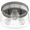 image:imageHunter  Devon Park 3Light Brushed Nickel Medium Size Flush Mount Light Dimmable Rustic Style Round Shaped for Bedrooms Kitchens Dining Living Rooms  19152Brushed Nickel