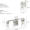 image:imageHunter  Gatz 3light Brushed Nickel Medium Size Vanity Light Dimmable for Bedrooms Kitchens Foyers Bathrooms  19685