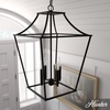 image:imageHunter  Laurel Ridge 4light Natural Black Iron Medium Size Pendant Light Dimmable Formal Style Lantern Shaped for Bedrooms Kitchens Dining Living Rooms  19704