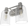 image:imageHunter  Lochemeade 2Light Brushed Nickel Small Vanity Light Dimmable for Bedrooms Kitchens Foyers Bathrooms  19778
