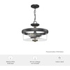 image:imageHunter  River Mill 2Light Rustic Iron Rustic Style Dimmable Large Flush Mount Light for Bedrooms Kitchens Dining Living Rooms  19486