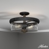 image:imageHunter  River Mill 2Light Rustic Iron Rustic Style Dimmable Large Flush Mount Light for Bedrooms Kitchens Dining Living Rooms  19486