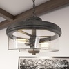 image:imageHunter  River Mill 2Light Rustic Iron Rustic Style Dimmable Large Flush Mount Light for Bedrooms Kitchens Dining Living Rooms  19486