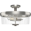 image:imageHunter  River Mill 2light Brushed Nickel Large Flush Mount Light Dimmable Rustic Style Bowl Shaped for Bedrooms Kitchens Dining Living Rooms  19487
