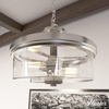 image:imageHunter  River Mill 2light Brushed Nickel Large Flush Mount Light Dimmable Rustic Style Bowl Shaped for Bedrooms Kitchens Dining Living Rooms  19487