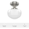 image:imageHunter  Saddle Creek 1Light Brushed Nickel Schoolhouse Style Dimmable Small Flush Mount Light for Bedrooms Kitchens Foyers Bathrooms  19048