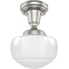 image:imageHunter  Saddle Creek 1Light Brushed Nickel Schoolhouse Style Dimmable Small Pendant Light for Bedrooms Kitchens Dining Living Rooms  19026Brushed Nickel