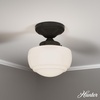 image:imageHunter  Saddle Creek 1Light Noble Bronze Schoolhouse Style Dimmable Small Flush Mount Light for Bedrooms Kitchens Foyers Bathrooms  19113