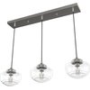 image:imageHunter  Saddle Creek 3light Brushed Nickel Large Cluster Light Dimmable Schoolhouse Style Linear Shaped for Bedrooms Kitchens Dining Living Rooms  19497
