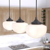 image:imageHunter  Saddle Creek 3light Brushed Nickel Large Cluster Light Dimmable Schoolhouse Style Linear Shaped for Bedrooms Kitchens Dining Living Rooms  19496Noble Bronze
