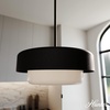 image:imageHunter  Station 2light Natural Black Iron Medium Size Pendant Light Dimmable Modern Style Drum Shaped for Bedrooms Kitchens Dining Living Rooms  19271