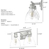 image:imageHunter  Van Nuys 2light Brushed Nickel Small Vanity Light Dimmable Transitional Style for Bedrooms Kitchens Foyers Bathrooms  48033Brushed Nickel