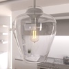 image:imageHunter  Vidria 1Light Brushed Nickel Medium Size Pendant Light Dimmable Formal Style Bell Shaped for Bedrooms Kitchens Dining Living Rooms  19112Brushed Nickel