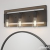 image:imageHunter  Woodburn 3light Noble Bronze Medium Size Vanity Light Dimmable Rectangle Shaped for Bedrooms Kitchens Foyers Bathrooms  19864