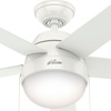 image:imageHunter 46 inch Indoor Ceiling Fan with LED Light  Ceiling Fan with Pull Chain For Bedroom Living Room or Kitchen Standard Mount No Remote 5 Blades  Anslee 59267 Matte Silver  Standard Mount Pull Chain 5 Blades For Bedroom Living Room Kitchen 59267Fresh White finish