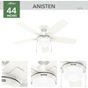 image:imageHunter 52 Anisten ENERGY STAR Ceiling Fan Light Pull Chain Fresh White  ENERGY STAR fan is 64 more efficient with DuraLight lens and 3D setup guide for bedrooms offices or living roomsFresh White