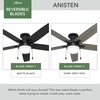 image:imageHunter 52 Anisten Low Profile Ceiling Fan Light Pull Chain Matte Black  Lowprofile housing fits rooms with lower ceilings WhisperWind motor 2 A15 LED bulbs and pull chains for indoor spacesMatte Black