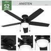 image:imageHunter 52 Anisten Low Profile Ceiling Fan Light Pull Chain Matte Black  Lowprofile housing fits rooms with lower ceilings WhisperWind motor 2 A15 LED bulbs and pull chains for indoor spacesMatte Black