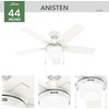 image:imageHunter 52 inch Indoor Ceiling Fan with LED Light  White Ceiling Fan with Pull Chain for Bedroom or Living Room Standard Mount No Remote 5 Blades Includes Bulbs  Anisten 52487 Fresh White  Standard Mount Pull Chain 5 Blades For Bedroom Living Room Includes Bulbs 52487Fresh White