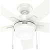 image:imageHunter 52 inch Indoor Ceiling Fan with LED Light  White Ceiling Fan with Pull Chain for Bedroom or Living Room Standard Mount No Remote 5 Blades Includes Bulbs  Anisten 52487 Fresh White  Standard Mount Pull Chain 5 Blades For Bedroom Living Room Includes Bulbs 52487Fresh White