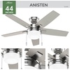 image:imageHunter 52 inch Indoor Ceiling Fan with LED Light  White Ceiling Fan with Pull Chain for Bedroom or Living Room Standard Mount No Remote 5 Blades Includes Bulbs  Anisten 52487 Fresh White  Standard Mount Pull Chain 5 Blades For Bedroom Living Room Includes Bulbs 52487Brushed Nickel