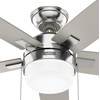 image:imageHunter 52 inch Indoor Ceiling Fan with LED Light  White Ceiling Fan with Pull Chain for Bedroom or Living Room Standard Mount No Remote 5 Blades Includes Bulbs  Anisten 52487 Fresh White  Standard Mount Pull Chain 5 Blades For Bedroom Living Room Includes Bulbs 52487Brushed Nickel
