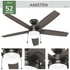 image:imageHunter 52 inch Indoor Ceiling Fan with LED Light  White Ceiling Fan with Pull Chain for Bedroom or Living Room Standard Mount No Remote 5 Blades Includes Bulbs  Anisten 52487 Fresh White  Standard Mount Pull Chain 5 Blades For Bedroom Living Room Includes Bulbs 52487Noble Bronze