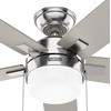 image:imageHunter 52 inch Indoor Ceiling Fan with LED Light  White Ceiling Fan with Pull Chain for Bedroom or Living Room Standard Mount No Remote 5 Blades Includes Bulbs  Anisten 52487 Fresh White  Standard Mount Pull Chain 5 Blades For Bedroom Living Room Includes Bulbs 52487Brushed Nickel