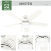 image:imageHunter 52 inch Indoor Ceiling Fan with LED Light  White Ceiling Fan with Pull Chain for Bedroom or Living Room Standard Mount No Remote 5 Blades Includes Bulbs  Anisten 52487 Fresh White  Standard Mount Pull Chain 5 Blades For Bedroom Living Room Includes Bulbs 52487Fresh White
