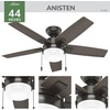 image:imageHunter 52 inch Indoor Ceiling Fan with LED Light  White Ceiling Fan with Pull Chain for Bedroom or Living Room Standard Mount No Remote 5 Blades Includes Bulbs  Anisten 52487 Fresh White  Standard Mount Pull Chain 5 Blades For Bedroom Living Room Includes Bulbs 52487Noble Bronze