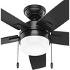 image:imageHunter 52 inch Indoor Ceiling Fan with LED Light  White Ceiling Fan with Pull Chain for Bedroom or Living Room Standard Mount No Remote 5 Blades Includes Bulbs  Anisten 52487 Fresh White  Standard Mount Pull Chain 5 Blades For Bedroom Living Room Includes Bulbs 52487Matte Black