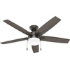 image:imageHunter 52 inch Indoor Ceiling Fan with LED Light  White Ceiling Fan with Pull Chain for Bedroom or Living Room Standard Mount No Remote 5 Blades Includes Bulbs  Anisten 52487 Fresh White  Standard Mount Pull Chain 5 Blades For Bedroom Living Room Includes Bulbs 52487Noble Bronze