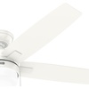 image:imageHunter 52 inch Indoor Ceiling Fan with LED Light  White Ceiling Fan with Pull Chain for Bedroom or Living Room Standard Mount No Remote 5 Blades Includes Bulbs  Anisten 52487 Fresh White  Standard Mount Pull Chain 5 Blades For Bedroom Living Room Includes Bulbs 52487Fresh White