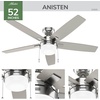 image:imageHunter 52 inch Indoor Ceiling Fan with LED Light  White Ceiling Fan with Pull Chain for Bedroom or Living Room Standard Mount No Remote 5 Blades Includes Bulbs  Anisten 52487 Fresh White  Standard Mount Pull Chain 5 Blades For Bedroom Living Room Includes Bulbs 52487Brushed Nickel