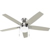 image:imageHunter 52 inch Indoor Ceiling Fan with LED Light  White Ceiling Fan with Pull Chain for Bedroom or Living Room Standard Mount No Remote 5 Blades Includes Bulbs  Anisten 52487 Fresh White  Standard Mount Pull Chain 5 Blades For Bedroom Living Room Includes Bulbs 52487Brushed Nickel
