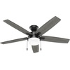 image:imageHunter 52 inch Indoor Ceiling Fan with LED Light  White Ceiling Fan with Pull Chain for Bedroom or Living Room Standard Mount No Remote 5 Blades Includes Bulbs  Anisten 52487 Fresh White  Standard Mount Pull Chain 5 Blades For Bedroom Living Room Includes Bulbs 52487Matte Black