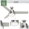 image:imageHunter 52 inch Indoor Ceiling Fan with LED Light and Pull Chain  Silver Ceiling Fan Standard Mount 3 Blades For Bedroom Living Room or Kitchen Quiet  Aker 50540 Brushed Nickel