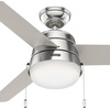 image:imageHunter 52 inch Indoor Ceiling Fan with LED Light and Pull Chain  Silver Ceiling Fan Standard Mount 3 Blades For Bedroom Living Room or Kitchen Quiet  Aker 50540 Brushed Nickel
