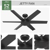 image:imageHunter 52 inch Jetty Matte Black Wet Rated Ceiling Fan and Wall Control  No Light Standard Mount Wall Control 6 Blades For Living Room Patio Porch Garage 51731Matte Black
