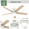 image:imageHunter Anslee Indoor Ceiling Fan with LED Light 52 inch Premier Bronze  Standard Mount Pull Chain 5 Blades For Bedroom Living Room Kitchen 50232Fresh White
