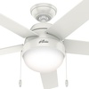 image:imageHunter Anslee Indoor Ceiling Fan with LED Light 52 inch Premier Bronze  Standard Mount Pull Chain 5 Blades For Bedroom Living Room Kitchen 50232Fresh White