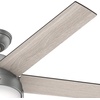 image:imageHunter Anslee Indoor Ceiling Fan with LED Light 52 inch Premier Bronze  Standard Mount Pull Chain 5 Blades For Bedroom Living Room Kitchen 50232Matte Silver